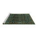 Sideview of Machine Washable Persian Turquoise Traditional Area Rugs, wshtr573turq