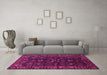 Machine Washable Persian Pink Traditional Rug in a Living Room, wshtr574pnk