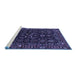 Sideview of Machine Washable Persian Blue Traditional Rug, wshtr574blu