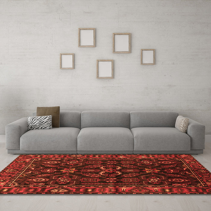 Machine Washable Persian Orange Traditional Area Rugs in a Living Room, wshtr574org
