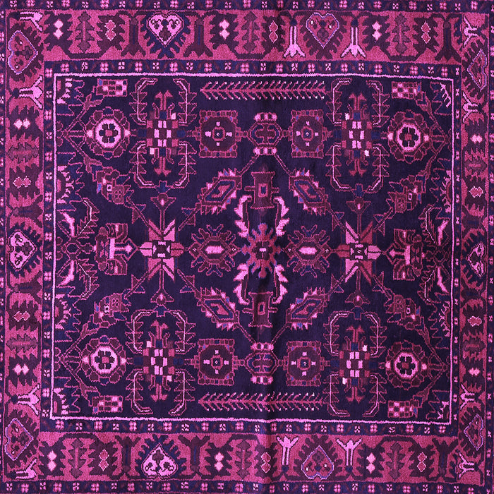 Square Machine Washable Persian Purple Traditional Area Rugs, wshtr574pur