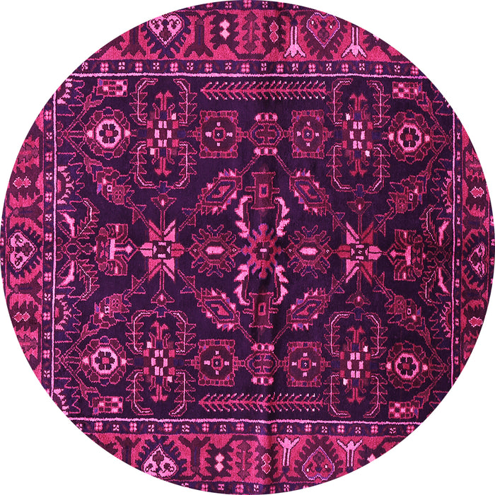 Round Machine Washable Persian Pink Traditional Rug, wshtr574pnk