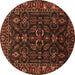 Round Machine Washable Persian Brown Traditional Rug, wshtr574brn