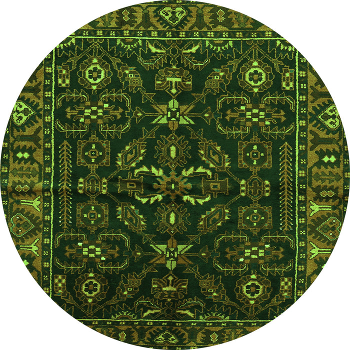 Square Persian Green Traditional Rug, tr574grn