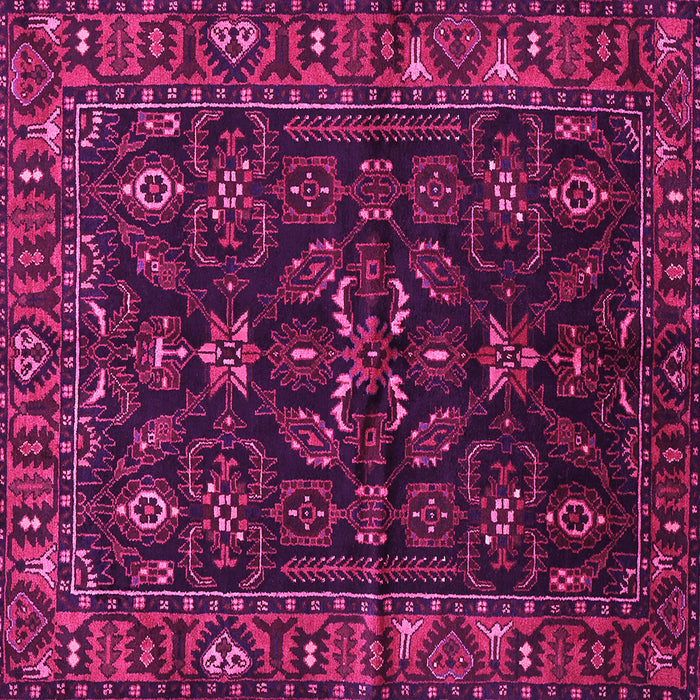 Square Machine Washable Persian Pink Traditional Rug, wshtr574pnk