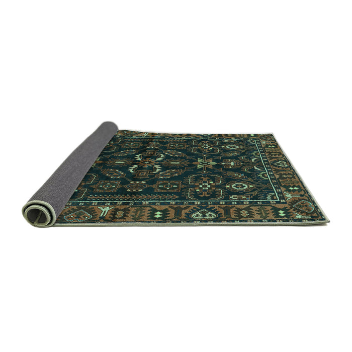 Sideview of Persian Turquoise Traditional Rug, tr574turq