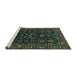 Sideview of Machine Washable Persian Turquoise Traditional Area Rugs, wshtr574turq