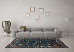 Machine Washable Persian Light Blue Traditional Rug in a Living Room, wshtr574lblu