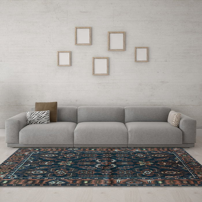 Machine Washable Persian Light Blue Traditional Rug in a Living Room, wshtr574lblu