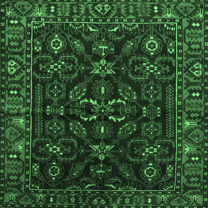 Square Persian Emerald Green Traditional Rug, tr574emgrn