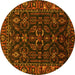 Round Persian Yellow Traditional Rug, tr574yw