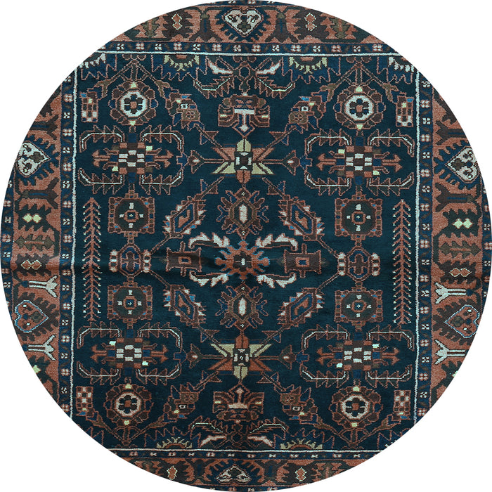 Round Machine Washable Persian Light Blue Traditional Rug, wshtr574lblu