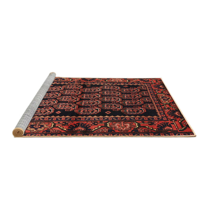 Sideview of Machine Washable Traditional Chestnut Brown Rug, wshtr575