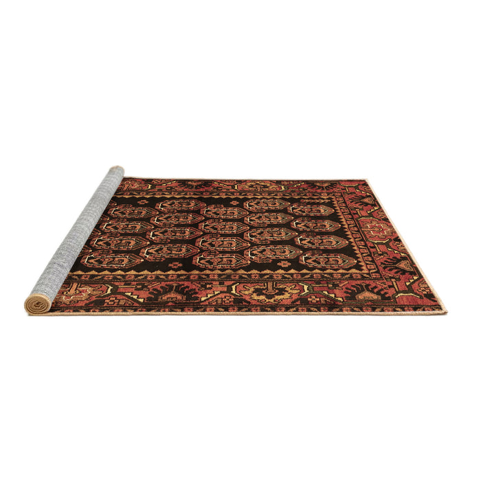 Sideview of Machine Washable Persian Brown Traditional Rug, wshtr575brn