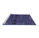 Sideview of Machine Washable Persian Blue Traditional Rug, wshtr575blu