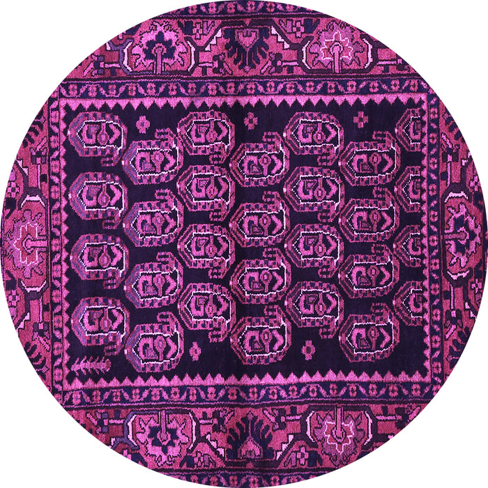 Round Persian Purple Traditional Rug, tr575pur