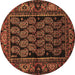 Round Machine Washable Persian Brown Traditional Rug, wshtr575brn