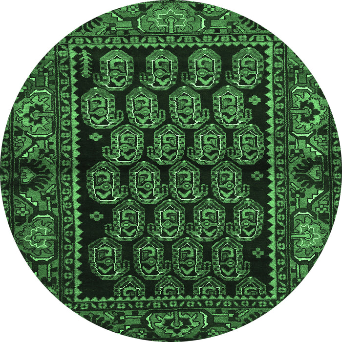 Round Persian Emerald Green Traditional Rug, tr575emgrn