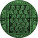 Round Persian Emerald Green Traditional Rug, tr575emgrn