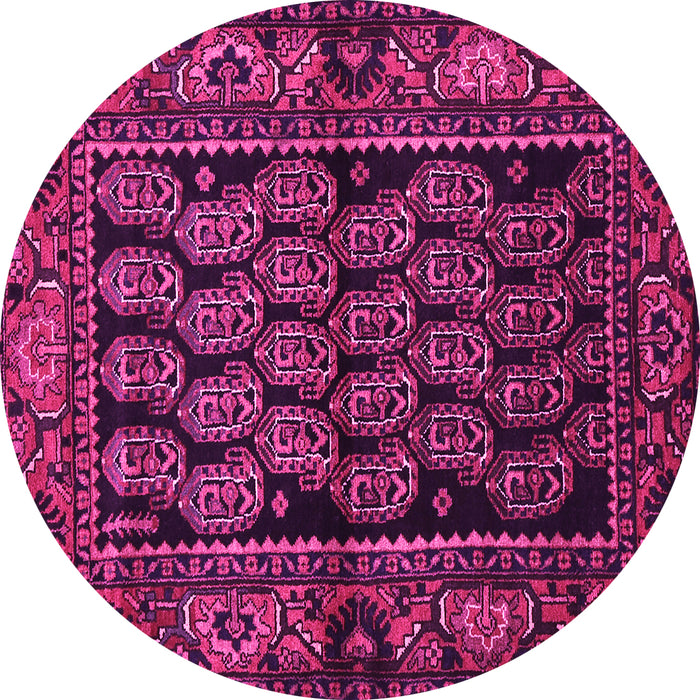 Round Machine Washable Persian Pink Traditional Rug, wshtr575pnk