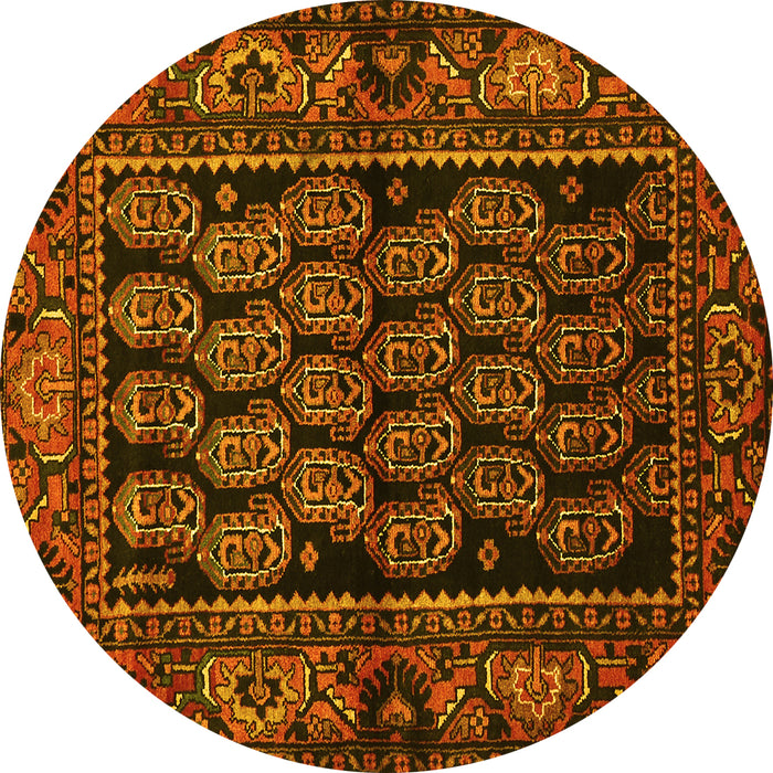 Round Persian Yellow Traditional Rug, tr575yw