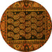 Round Persian Yellow Traditional Rug, tr575yw