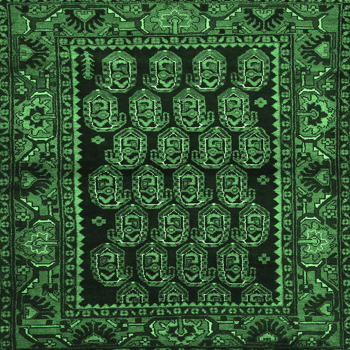 Square Machine Washable Persian Emerald Green Traditional Area Rugs, wshtr575emgrn