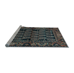 Sideview of Machine Washable Persian Light Blue Traditional Rug, wshtr575lblu
