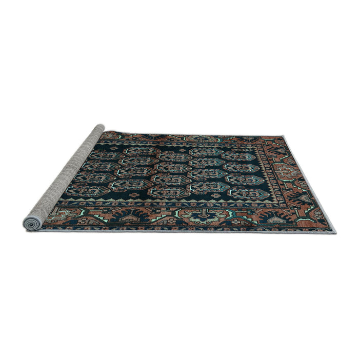 Sideview of Machine Washable Persian Light Blue Traditional Rug, wshtr575lblu
