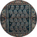 Round Persian Light Blue Traditional Rug, tr575lblu