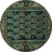 Round Persian Turquoise Traditional Rug, tr575turq