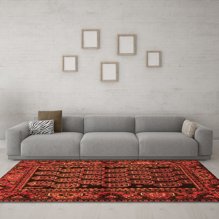 Machine Washable Persian Orange Traditional Area Rugs in a Living Room, wshtr575org