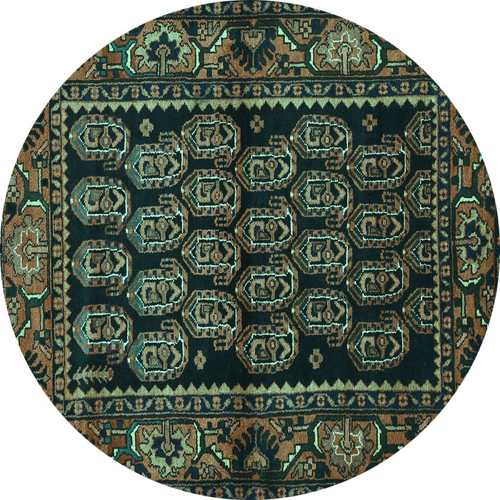 Round Machine Washable Persian Turquoise Traditional Area Rugs, wshtr575turq