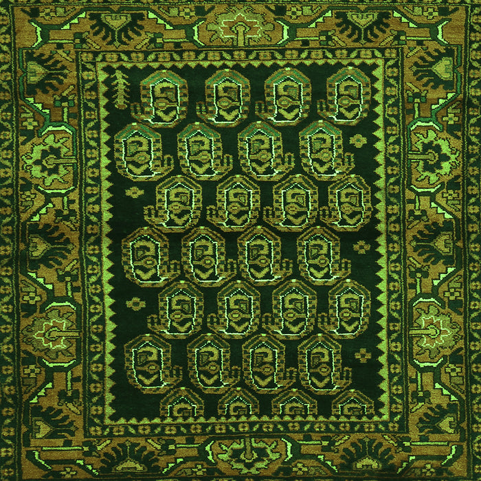Round Machine Washable Persian Green Traditional Area Rugs, wshtr575grn