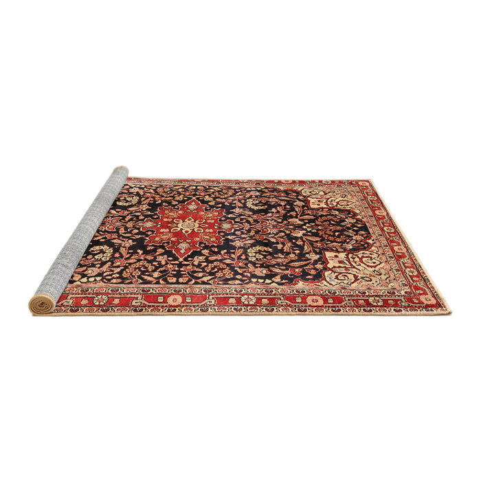 Sideview of Machine Washable Traditional Saffron Red Rug, wshtr576