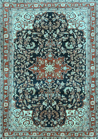 Medallion Light Blue Traditional Rug, tr576lblu