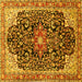 Square Medallion Yellow Traditional Rug, tr576yw