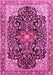 Machine Washable Medallion Pink Traditional Rug, wshtr576pnk