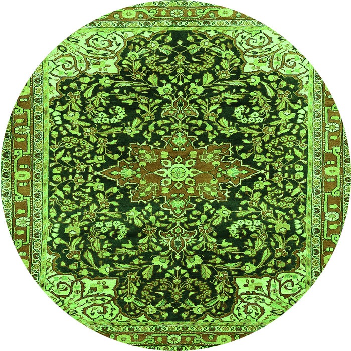 Square Medallion Green Traditional Rug, tr576grn