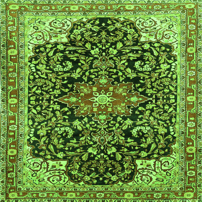 Round Machine Washable Medallion Green Traditional Area Rugs, wshtr576grn