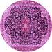 Round Medallion Purple Traditional Rug, tr576pur