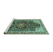 Sideview of Machine Washable Medallion Turquoise Traditional Area Rugs, wshtr576turq