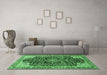 Machine Washable Medallion Emerald Green Traditional Area Rugs in a Living Room,, wshtr576emgrn