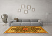 Machine Washable Medallion Yellow Traditional Rug in a Living Room, wshtr576yw