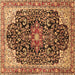 Square Medallion Brown Traditional Rug, tr576brn