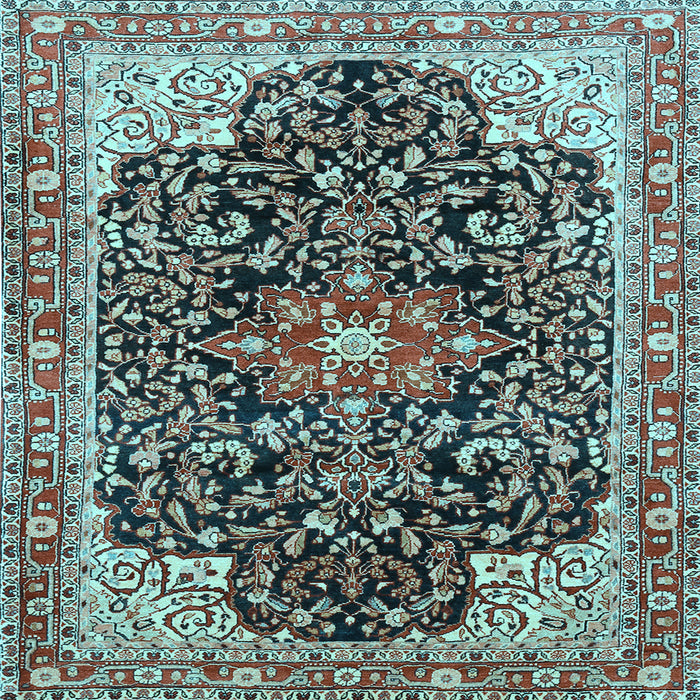 Square Medallion Light Blue Traditional Rug, tr576lblu