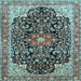 Square Medallion Light Blue Traditional Rug, tr576lblu