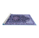 Sideview of Machine Washable Medallion Blue Traditional Rug, wshtr576blu