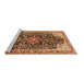 Sideview of Machine Washable Medallion Brown Traditional Rug, wshtr576brn