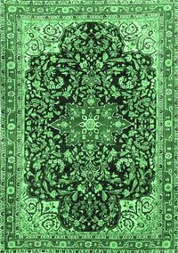 Medallion Emerald Green Traditional Rug, tr576emgrn